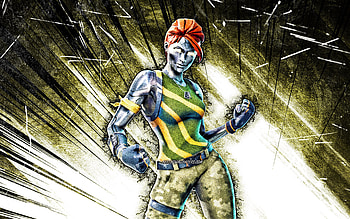 Chromium, grunge art, Fortnite Battle Royale, Fortnite characters, green abstract rays, Chromium Skin, Fortnite, Chromium Fortnite HD wallpaper