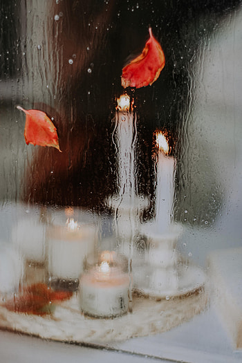 Autumn, Leaves, Candles, Drops, Miscellanea, Miscellaneous, Divorces HD phone wallpaper