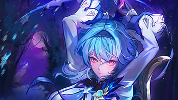 Blue Hair Eula White Dress Genshin Impact HD wallpaper