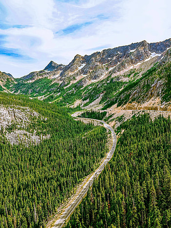 Nature, Mountains, Road, Forest, Spruce, Fir, Winding, Sinuous HD phone wallpaper