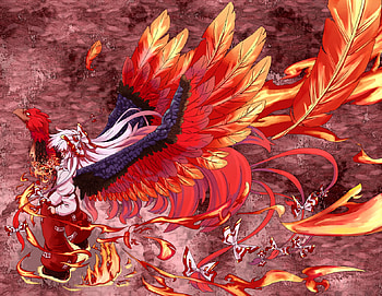 fire, shiba, no, mokou, win, murashouji, anime, fujiwara, touhou HD wallpaper