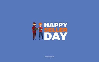 Happy Seller Day, , blue background, Seller profession, greeting card for Seller, Seller Day, congratulations, Seller, Day of Seller HD wallpaper