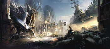 Collapsed City, deviantart, artist, artwork, digital-art HD wallpaper