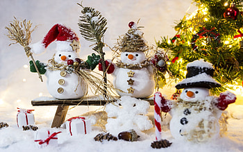 Christmas Snowmen, decoration, painting, snow, ornaments HD wallpaper