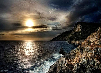 Vast Emptyness, night, sea, moonlight, clouds, rocks, ocean HD wallpaper
