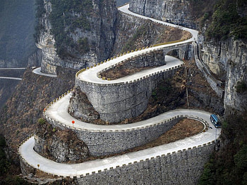 road, landscape, mountains, hairpins HD wallpaper
