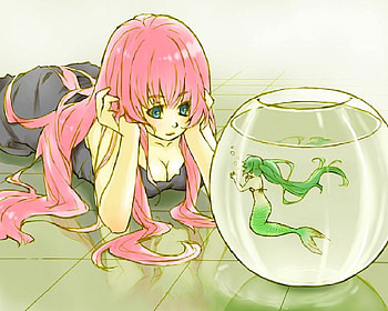 mikumaid, sweet, miku, mermaid, luka, cute HD wallpaper