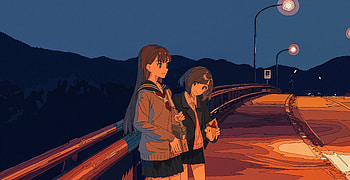 Anime School Girls Sidewalks Evning Chatting, anime-girl, anime, artist, artwork, digital-art HD wallpaper