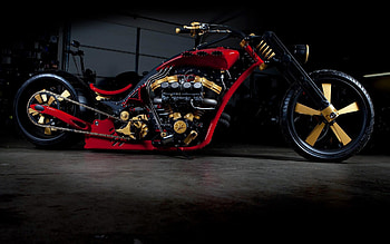 Custom Chopper, golden, custom, chopper, red HD wallpaper