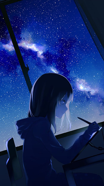 Starry Night Sketch: Original Anime , Anime, Original HD phone wallpaper