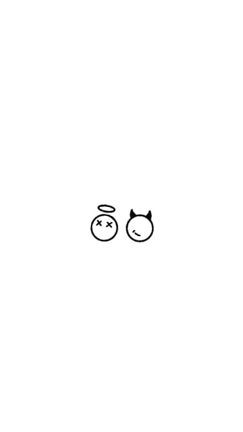 Devil and angel, art, white, minimalistic, black, drawing, dead, simple HD phone wallpaper