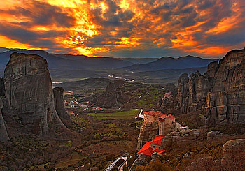 Hill Top Houses, beautiful, , sunset HD wallpaper
