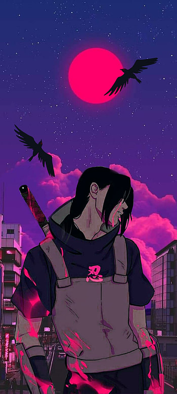 Itachi Uchiha, red, Naruto, sad, anime HD phone wallpaper