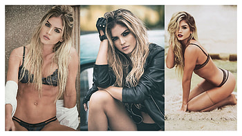 Valeria Duque, models, blondes, hands in hair HD wallpaper