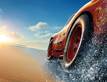 Car on the beach, blue, sea, summer, car, red, water, beach HD wallpaper
