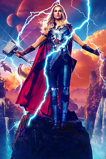 Love and thunder, lightning, thor, blue, jane-foster, natalie-portman HD phone wallpaper