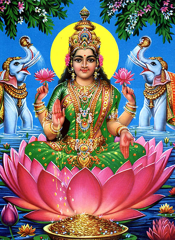 Goddess Lakshmi Green Saree - - - Tip, Lord Lakshmi HD phone wallpaper