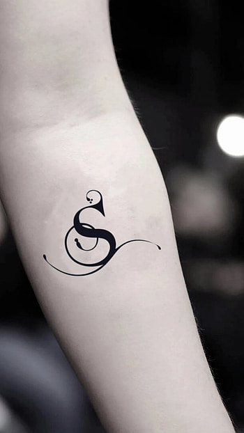 S Name Letter, Tattoo, Black And White HD phone wallpaper