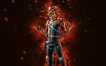 Neon Lion LLion, , orange neon lights, Fortnite Battle Royale, Fortnite characters, Neon Lion LLion Skin, Fortnite, Neon Lion LLion Fortnite HD wallpaper
