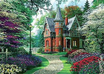 Victorian cottage, garde, cottage, nature, Victorian HD wallpaper