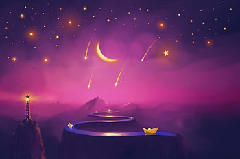 River dream, luna, ahmx, dream, ppink, river, art, alromeadheen, stars, moon, fantasy, sky HD wallpaper