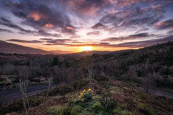 Landscape, Nature, Sky, Mountains, Rise, Sunrise, Scotland, Loch Lomond, Trossakhs, Trossahs HD wallpaper