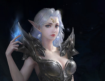 Warrior girl, blue, frumusete, weiyao wang, white, black, art, girl, hand, armor, fantasy, luminos, warrior HD wallpaper