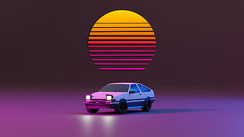 Car Sunset Moon Vaporwave Purple Black Background Vaporwave HD wallpaper