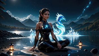 Mythical Shores Lake Guardian With The Dragon Queen, ai-girls, ai, dragon, artist, artwork, digital-art, deviantart HD wallpaper