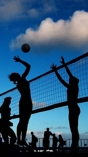 Volleyball, Clouds Background, evening HD phone wallpaper
