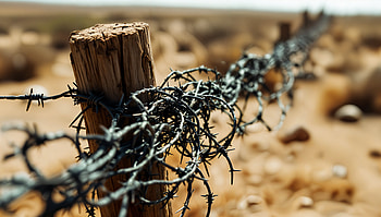 Stark Beauty: Barbed Wire in Ultra, barbed wire, fence, desert, landscape HD wallpaper