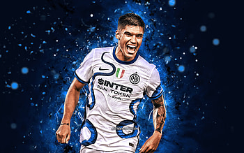 Joaquin Correa, , 2021, Internazionale, argentinian footballers, Serie A, Carlos Joaquin Correa, Inter Milan FC, soccer, football, blue neon lights, Joaquin Correa Internazionale, Joaquin Correa HD wallpaper