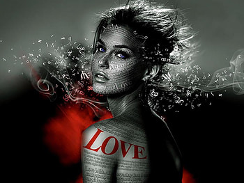 Love, sexy, black, red, , female HD wallpaper