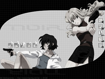 black and white, guns, awsome, anime girls HD wallpaper