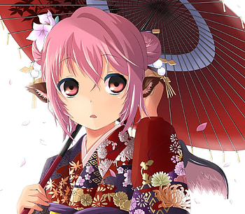 Kimono, Anime, Girl, Umbrella HD wallpaper
