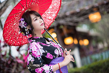 Umbrella, model, lady, pretty HD wallpaper