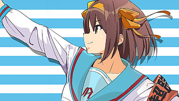 Suzumiya Haruhi, School uniform, Anime girl HD wallpaper