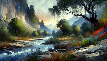 River Valley Sunset, landscape, river, mountain, forest HD wallpaper