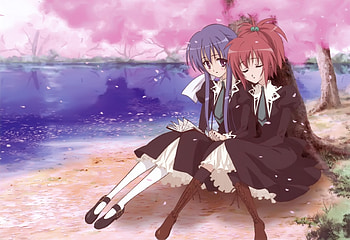Anime, Water, Girls, Petals, Book HD wallpaper