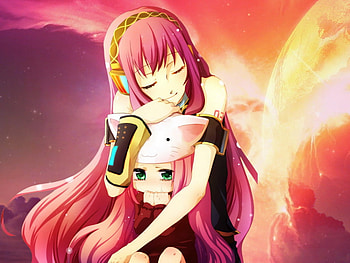 Anime_Girls, anime, red, other, clouds, girls, hair, child HD wallpaper