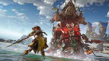 Horizon Forbidden West - Epic Battle Scene, video game, Horizon Forbidden West HD wallpaper