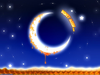 The Honey Drip Moon, abstract, moon, fantasy, sky, honey, stars, honeycomb HD wallpaper