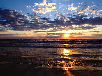 Sun, Landscape, Water, Sunset, Sky, Sea HD wallpaper