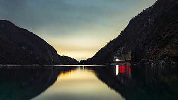 Calm Lake Scenery, lake, mountains, mountain, nature HD wallpaper
