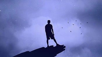 Under Moon Light, alone, artist, artwork, digital-art, silhouette HD wallpaper