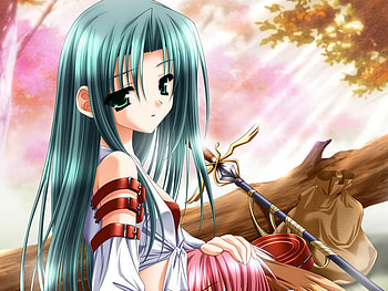 Anime Girl, mage, magic, staff, woods, anime, girl, tree HD wallpaper