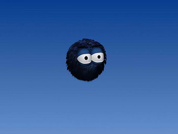 Blue Fuzzy, dark blue, round, thing, fuzzy, eyes HD wallpaper