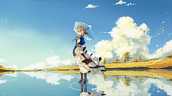 Violet evergarden, outdoor, umbrella HD wallpaper