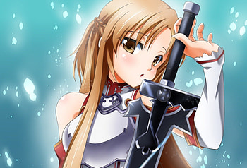 Yuuki Asuna, sword art online, cute, sword HD wallpaper