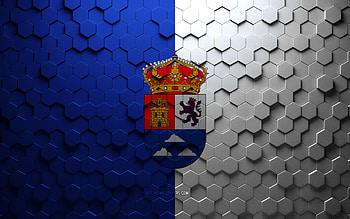 Flag of Las Palmas, honeycomb art, Las Palmas hexagons flag, Las Palmas 3d hexagons art, Las Palmas flag HD wallpaper